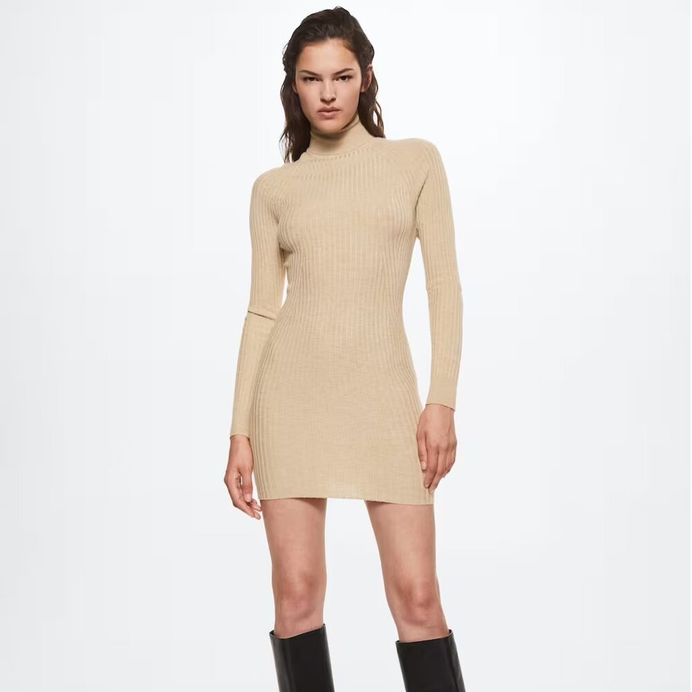 Mango knit ribbed dress